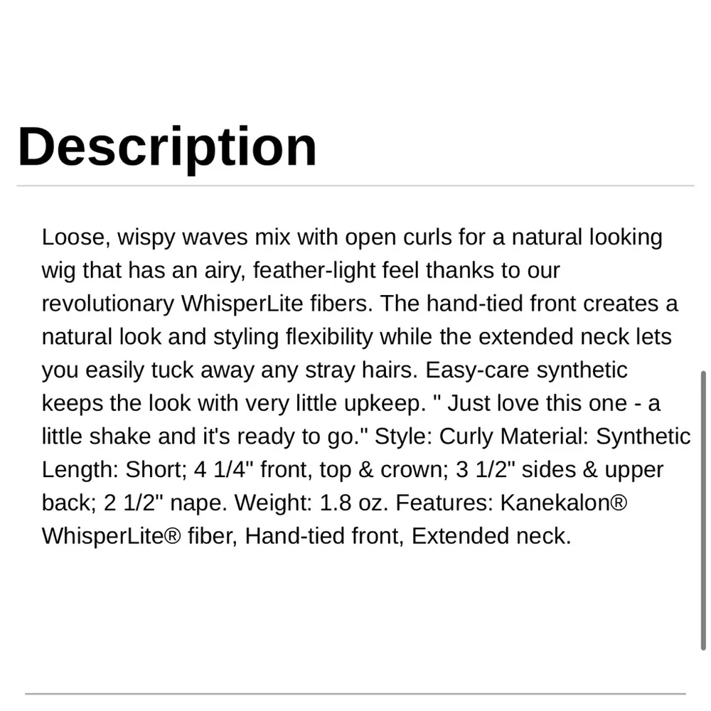 Curly Gray Hair Wig for Women Paula Young Brand
